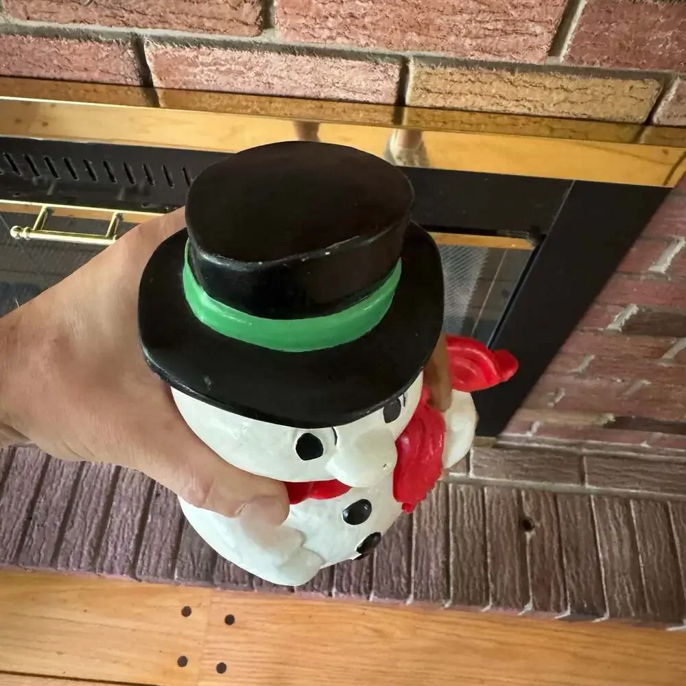 Vintage Gare Inc 1976 Ceramic Snowman with Broom and Top Hat Hand Painted